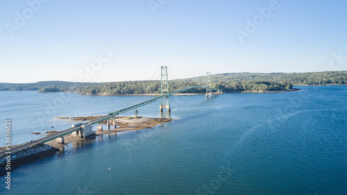 Aerial Drone view of Deer Isle Bridge Maine