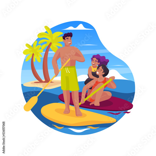 Caribbean paddleboard isolated cartoon vector illustration.