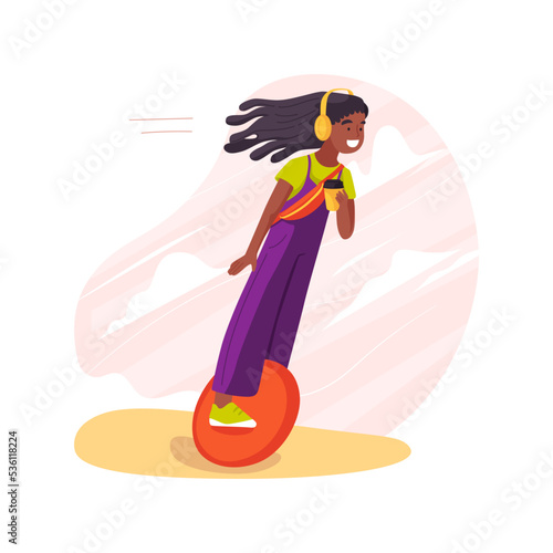 Electric unicycle isolated cartoon vector illustration.