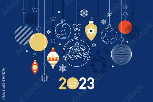 Happy New Year 2023 modern greeting card design. Vector illustration for background, greeting card, party invitation card, website banner, social media banner, marketing material