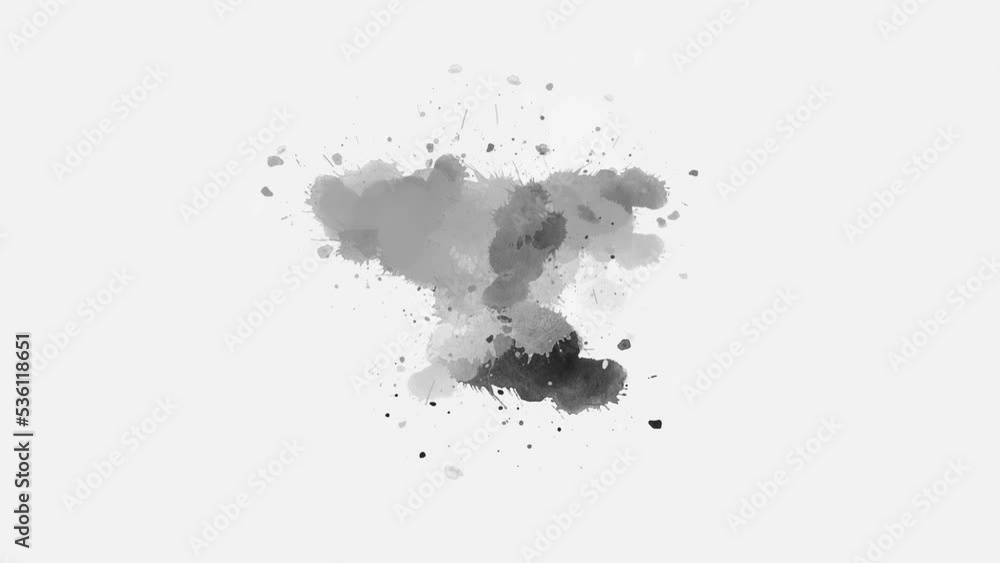 Ink splatters transition animation. Ink brush stroke transition. ink slow motion transition reveal. Abstract inkblot, splat, fluid art, overlay, alpha matte composition. ink spills onto white paper. Ink splatters transition animation. Ink brush stroke transition. ink slow motion transition reveal. Abstract inkblot, splat, fluid art, overlay, alpha matte composition. ink spills onto white paper.
