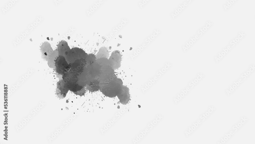 Ink splatters transition animation. Ink brush stroke transition. ink slow motion transition reveal. Abstract inkblot, splat, fluid art, overlay, alpha matte composition. ink spills onto white paper. Ink splatters transition animation. Ink brush stroke transition. ink slow motion transition reveal. Abstract inkblot, splat, fluid art, overlay, alpha matte composition. ink spills onto white paper.