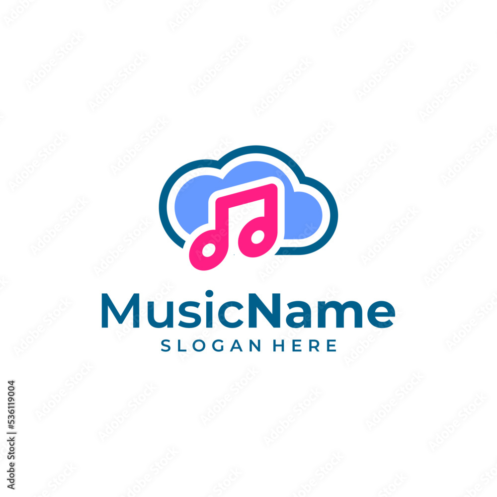 Music Cloud Logo Vector Icon Illustration. Music logo design template Music Cloud Logo Vector Icon Illustration. Music logo design template