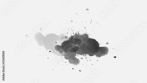 ink slow motion transition reveal. animation. Ink brush stroke transition. Ink splash. Abstract inkblot, splat, fluid art, overlay, alpha matte composition. ink spills onto white paper. photo