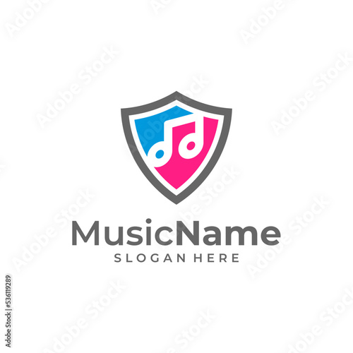Shield Music Logo Vector Icon Illustration. Music logo design template Free Download Shield Music Logo Vector Icon Illustration. Music logo design template - GFXLoad