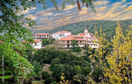 Kernitsis Monastery is 2 km north of Nympassia and 6 of Vitina village. Arcadia, Kernitsa, Greece. photo