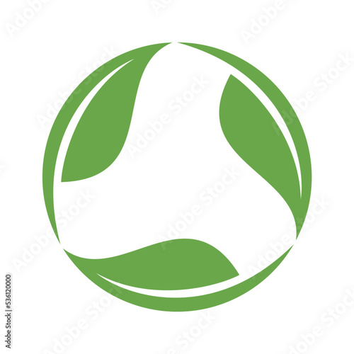 Circle Leaves Recycle Sign Symbol Icon Logo Vector Illustration Isolated on White