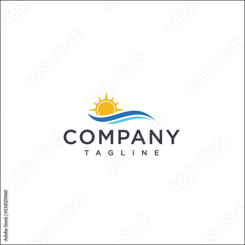 sun and sea business logo design 