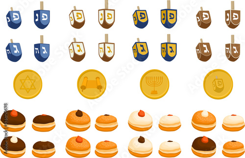 Принти на полотні Collection accessory for celebration holiday Hanukkah