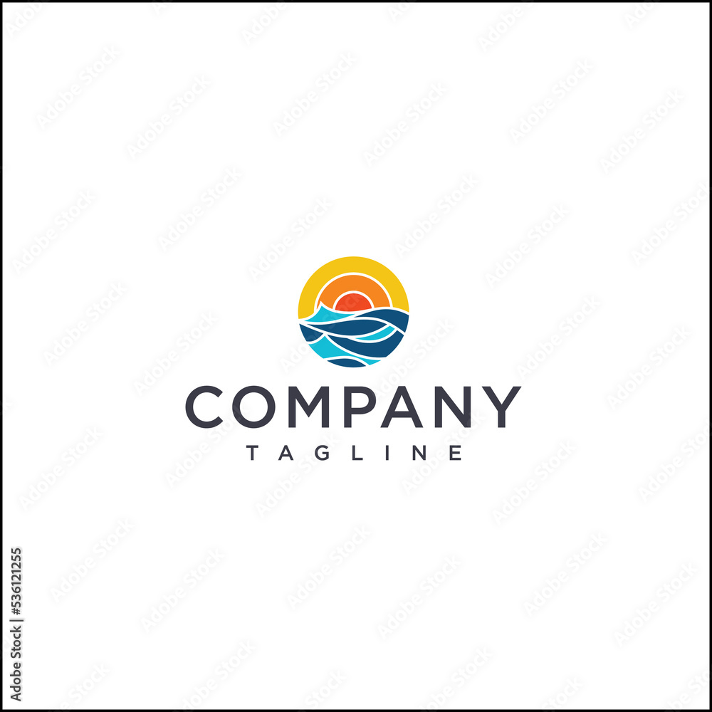 sun and sea business logo design 