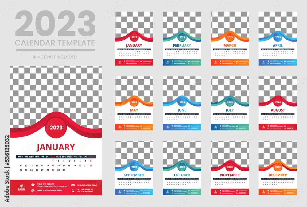 New year 2023 desk calendar design templates