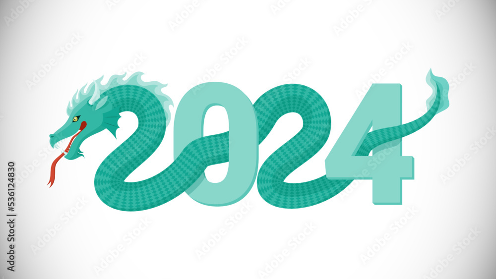 Obraz premium Decorative 2024 with green dragon