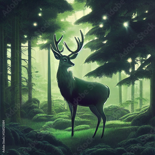 mystical deer in the forest © Mark