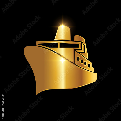 Golden Luxury Ship vector Sign