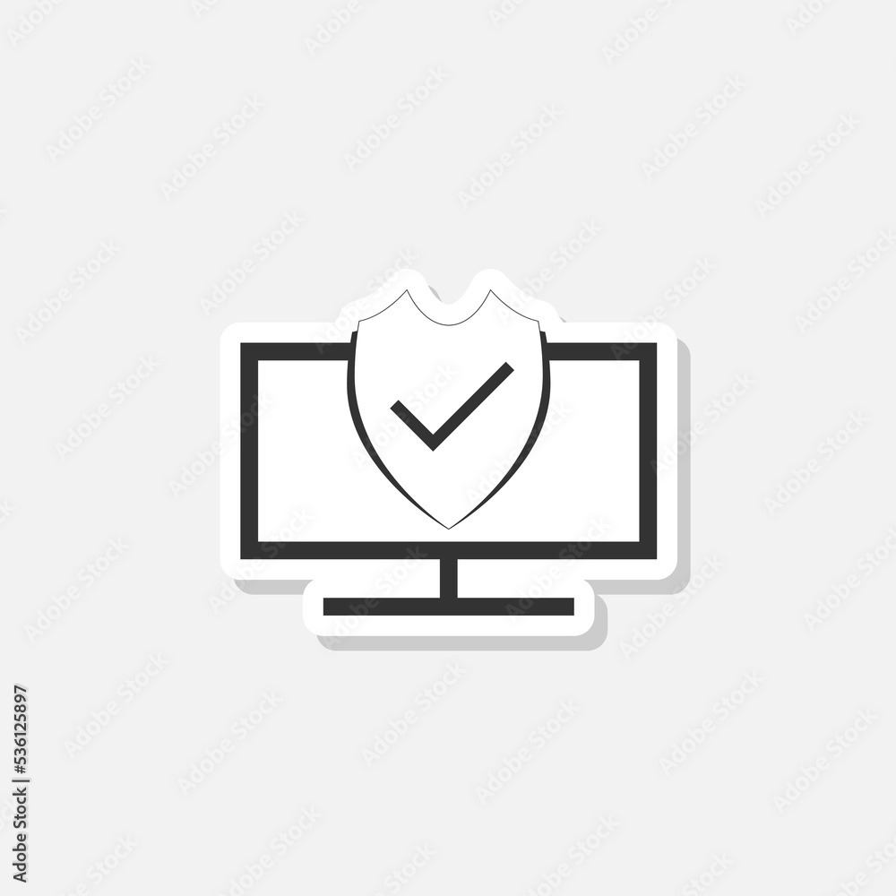 Computer protection icon sticker isolated on white background Computer protection icon sticker isolated on white background