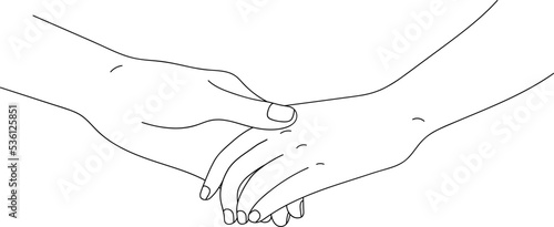Holding Hand Line Drawing Both