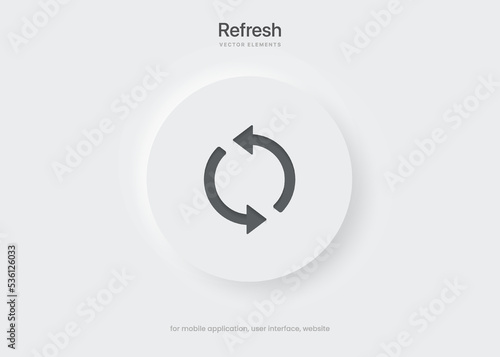 3d minimal modern sync, rotate, swap, repeat, reset, sustainability, refresh icon emblem symbol push button. 3d blue synchronize icon. Reload, update icon. Mobile app icons. Device UI UX mockup.