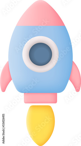 Spaceship Rocket Isolated on Transparent Background. 3D illustration