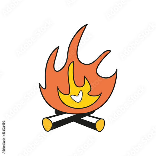 Fire. Sticker bonfire. Rest. Tourism.