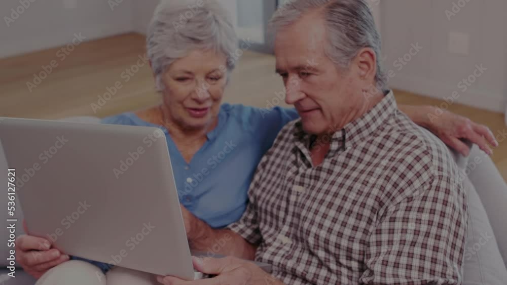 Animation of senior caucasian couple using laptop Animation of senior caucasian couple using laptop