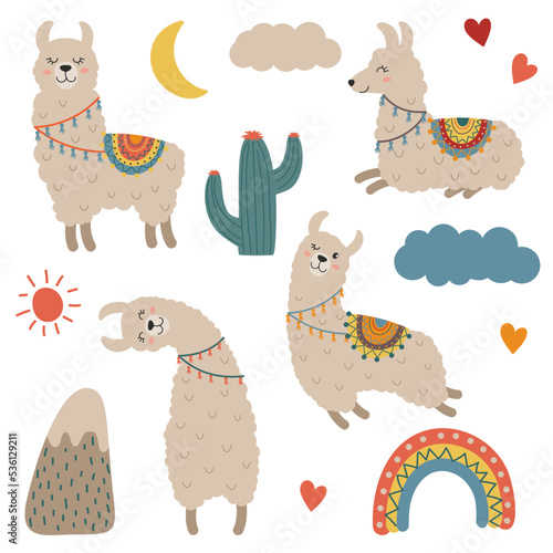 cute llamas set 