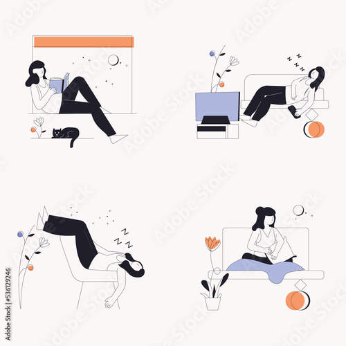 Pack of Lazy Line Illustrations 


