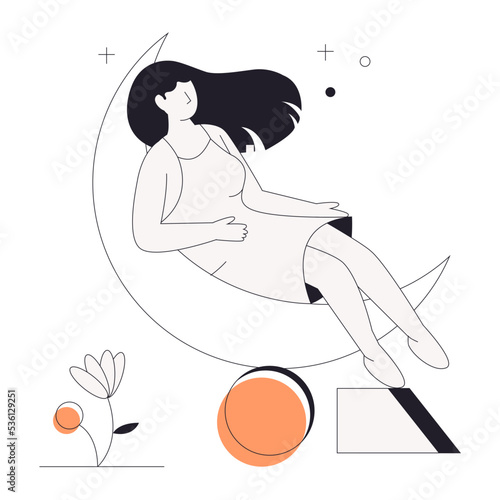 A linear character illustration of resting 