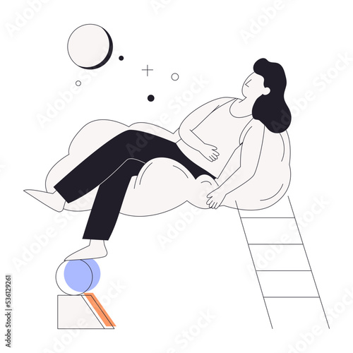 A linear character illustration of resting 