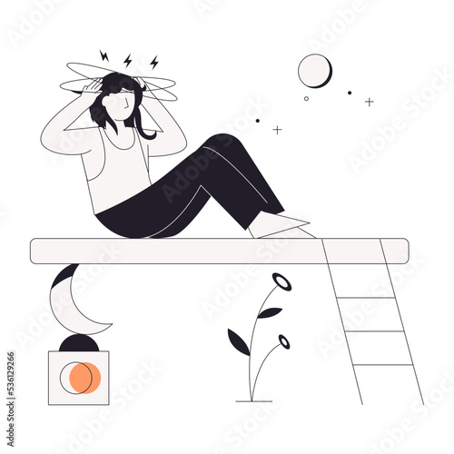A linear character illustration of resting 