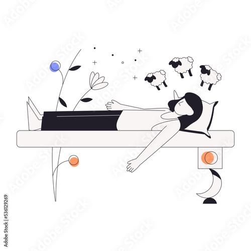 A linear character illustration of resting 