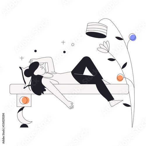 A linear character illustration of resting 
