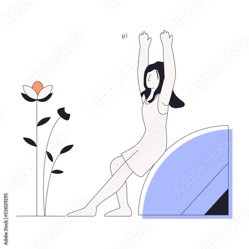 A linear character illustration of resting 