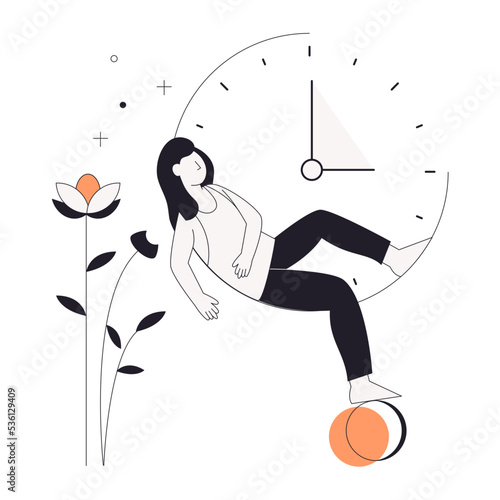 A linear character illustration of resting 