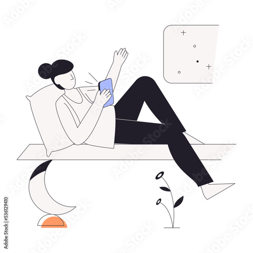 A linear character illustration of resting 