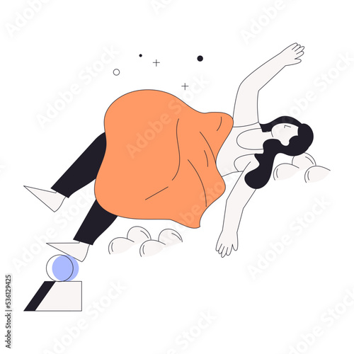 A linear character illustration of resting 