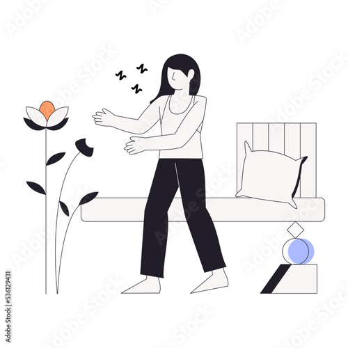 A linear character illustration of resting 
