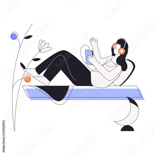 A linear character illustration of resting 