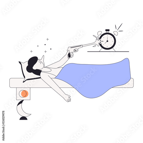 A linear character illustration of resting 