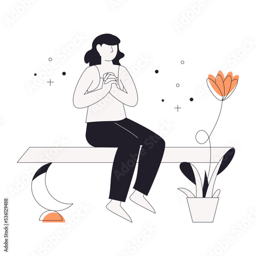 A linear character illustration of resting 