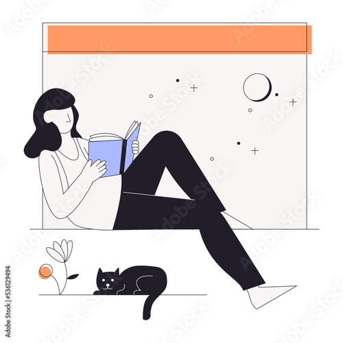 A linear character illustration of resting 
