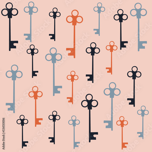 Vintage key seamless pattern in hand drawn style. Vector repeating backgrounds for summer fabric, decoration, wallpaper, backdrop, textile, ornament, and fashion design. © Azizah