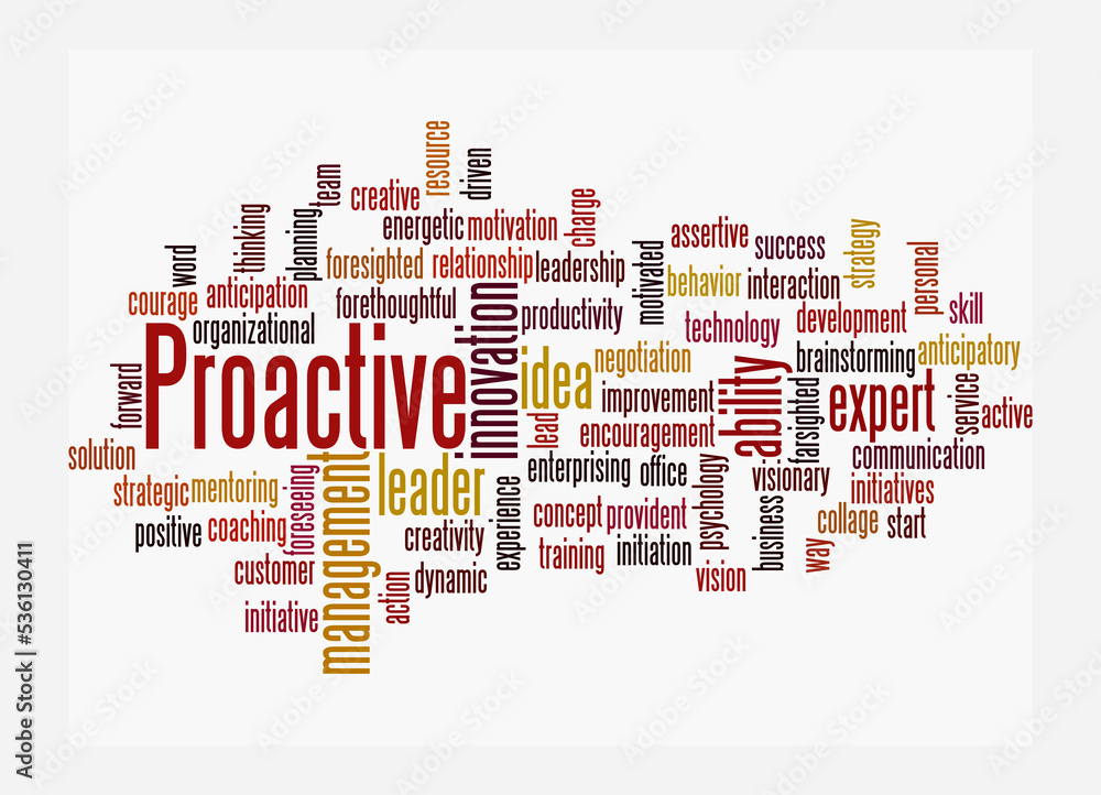 Word Cloud with PROACTIVE concept, isolated on a white background Stock ...