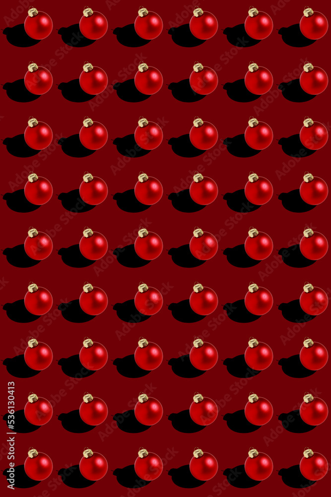 seamless red Christmas balls pattern on red background seamless red Christmas balls pattern on red background