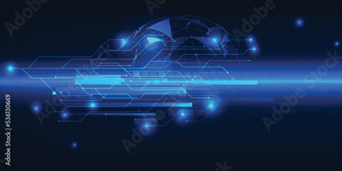 Vector illustration of digital horizontal hi tech and ultra-modern futuristic grid line and circuit artwork for game and advertsing product background.