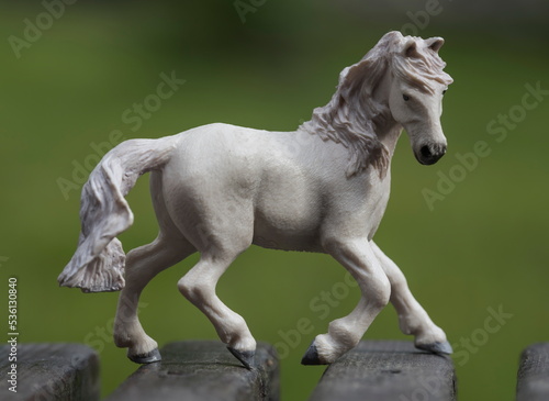 Russia. Kuzbass. A children s toy in the form of a horse of the Kamarga breed. This French breed is used for the protection of fighting bulls  as well as for riding amateur walks.