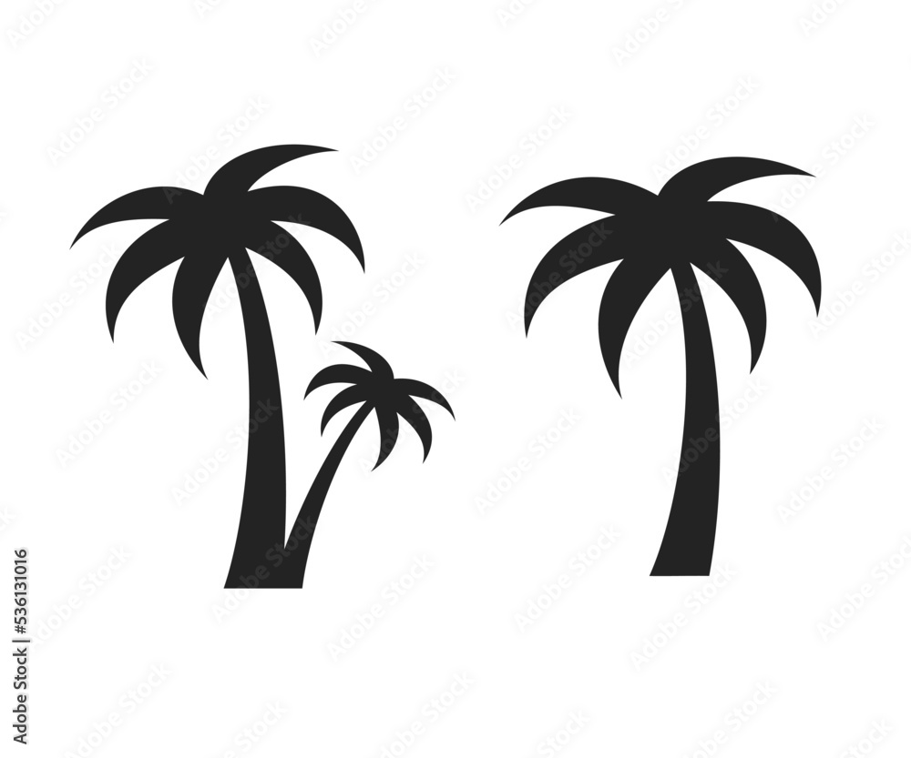 Obraz premium Palm trees silhouette vector. Palm tree icon set