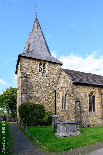 St Mary the Virgin, an old church in Westerham, Kent, UK. The history of this Westerham church dates back to the 13th century with significant restoration in the late 19th century.