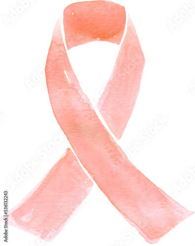 Watercolor Uterine Cancer Ribbon- Peach  photo