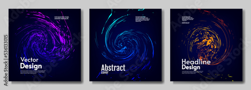 Vector illustration. Amazing gradient colors. Headline spiral design for banners, business cards, gift cards. Art splash set.