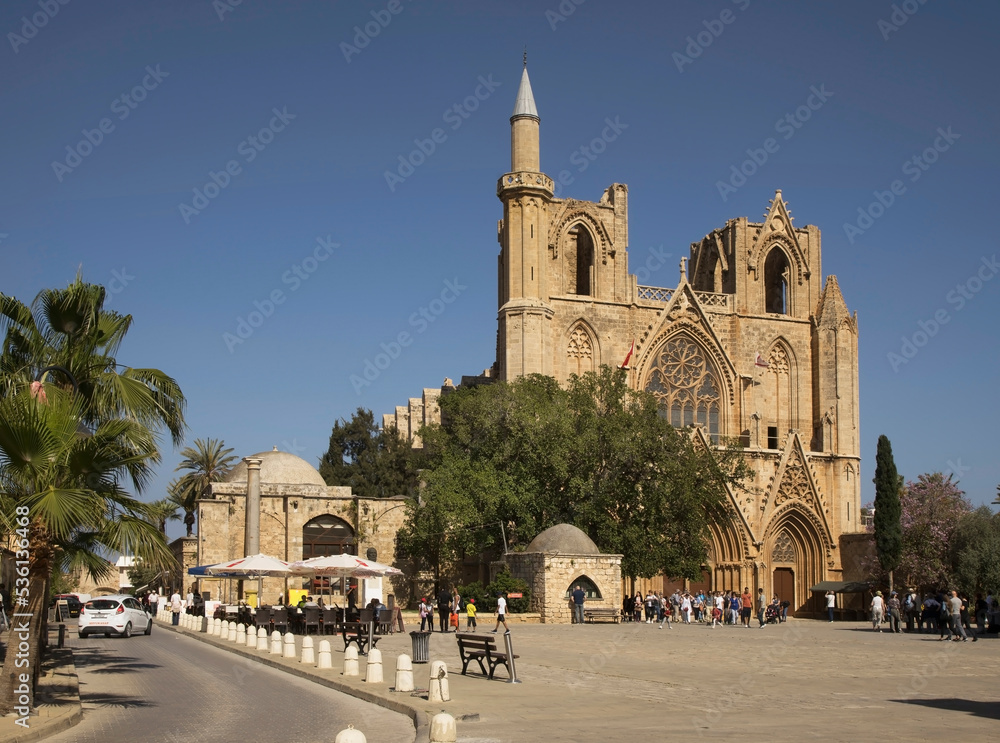Lala Mustafa Pasha Mosque - Cathedral of Saint Nicholas at Namik Kemal square in Famagusta. Cyprus